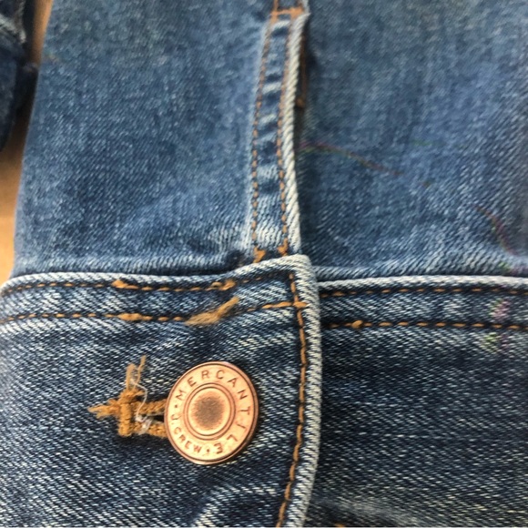 J. Crew Mercantile Denim Blue Jean Trucker Jacket Stretch Dark Pre wash SZ M - Picture 12 of 15